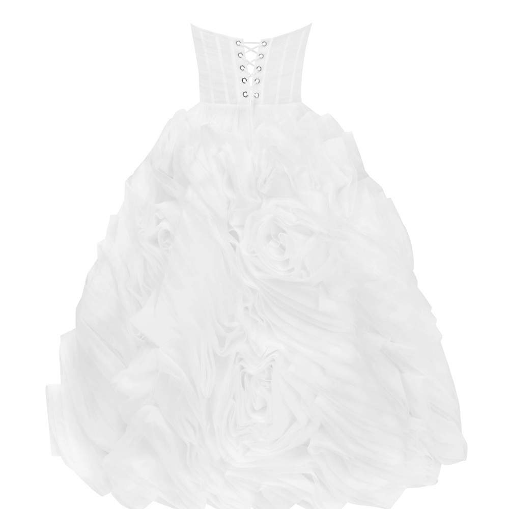 Dramatically flowered tulle dress in white - MEDIUM - Picture 8 of 11